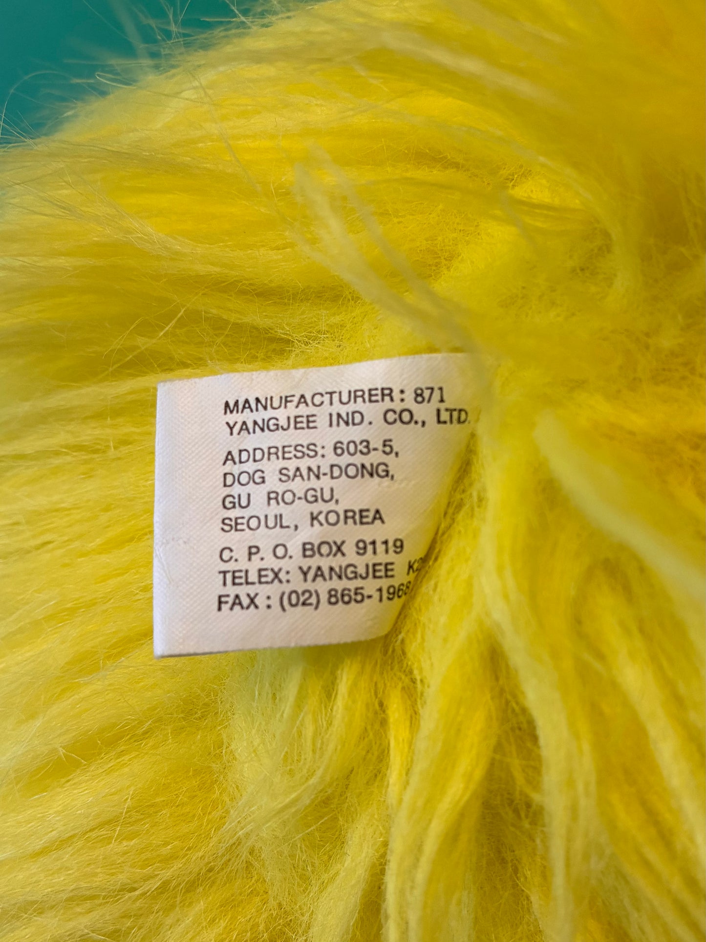 1987・Vintage・Furbles Monster・Yellow・Yangjee / ファーブルズ・イエロー・ヤンジー・パペット・ぬいぐるみ