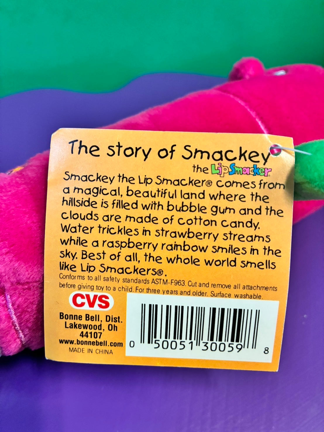 1999・Bonne Bell・Smackey the Lip Smacker・Plush / ボンベル・スマッキー ザ リップスマッカー・ぬいぐるみ