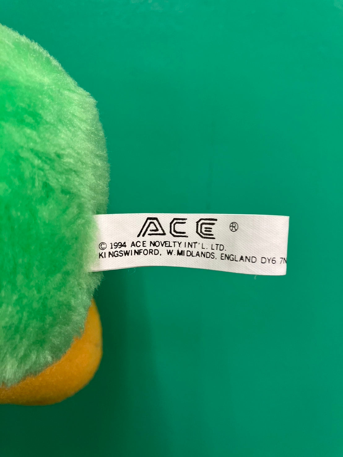 1994・ACE NOVELTY・Duck・Plush / エースノベルティ・アヒル・グリーン・ぬいぐるみ